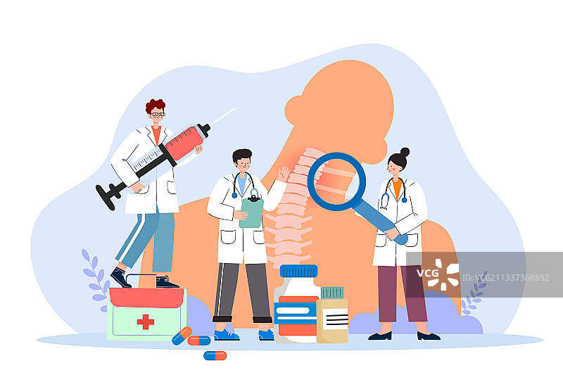 医生治疗颈椎病矢量插画图片素材