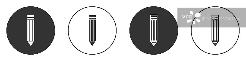 白色背景上的黑色铅笔图标图片素材