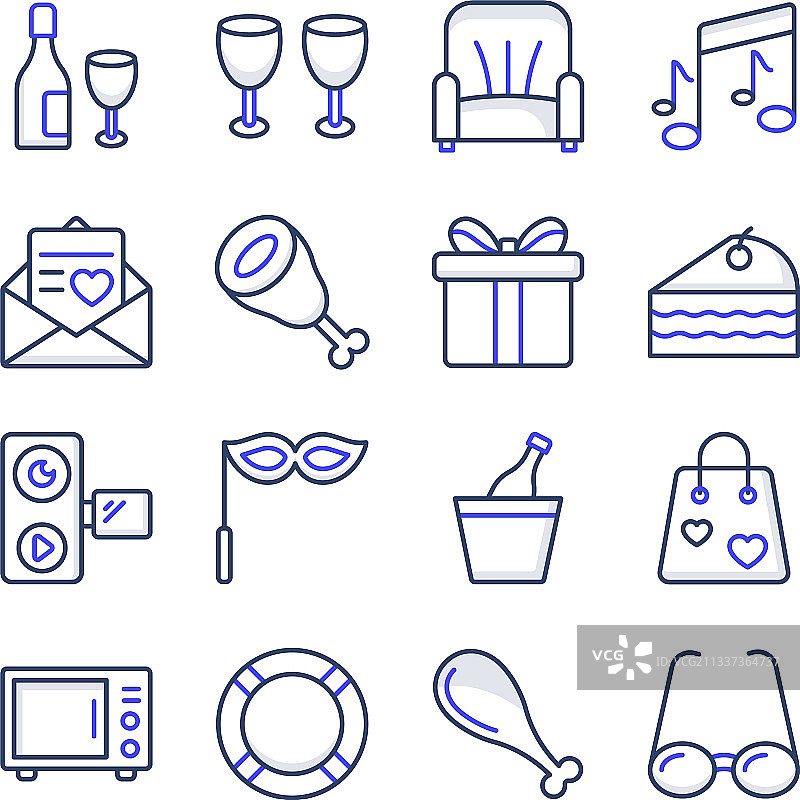 派对扁平图标包图片素材