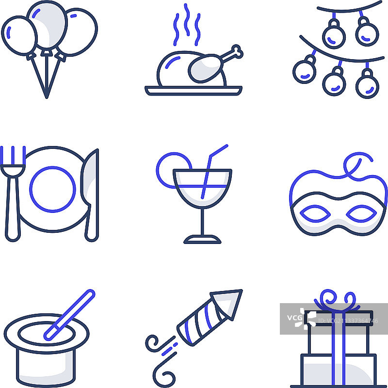 聚会和食物扁平图标包图片素材