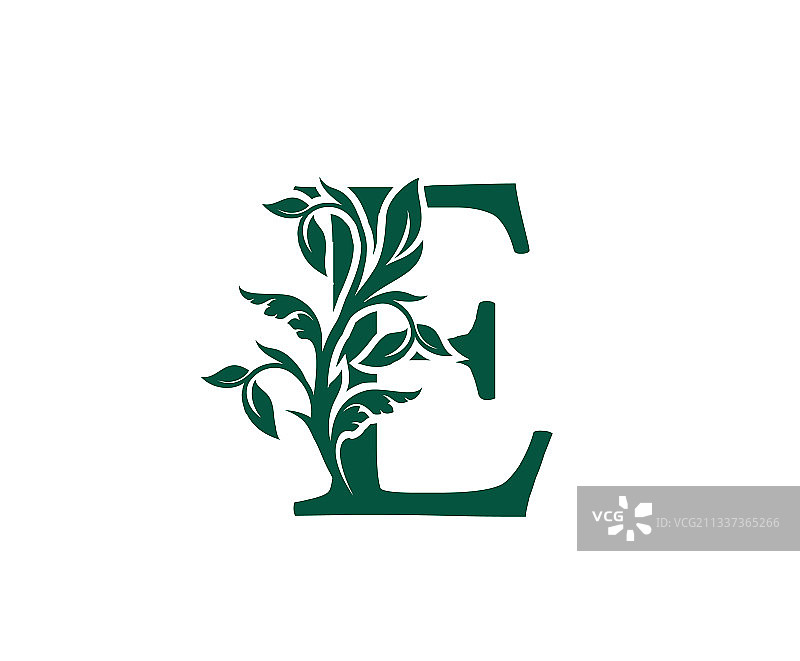 E字母花卉复古经典logo图片素材