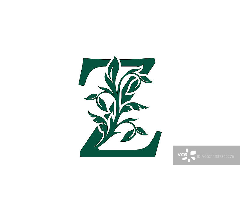 自然Z字母花卉Logo复古经典图片素材