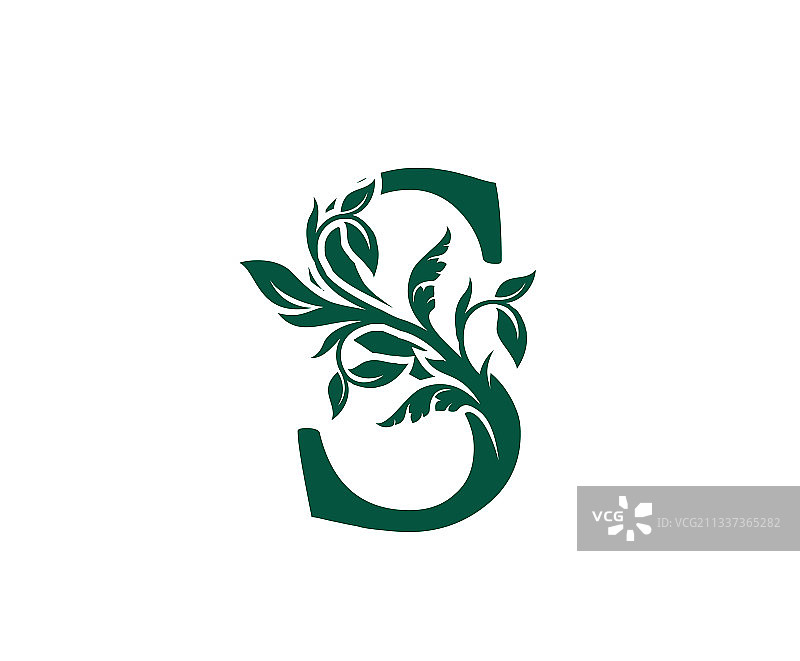 自然字母花卉标志复古经典图片素材