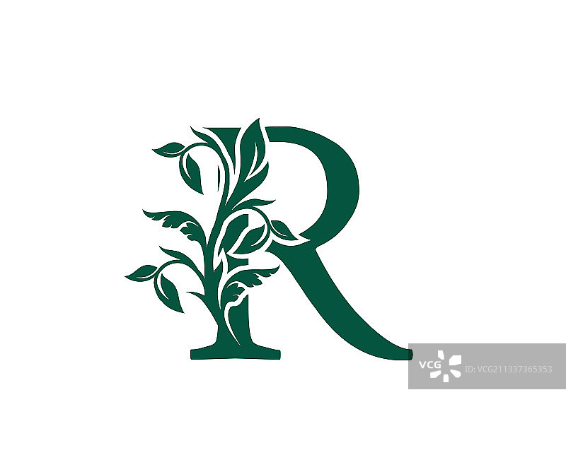字母R花卉复古经典标志图片素材