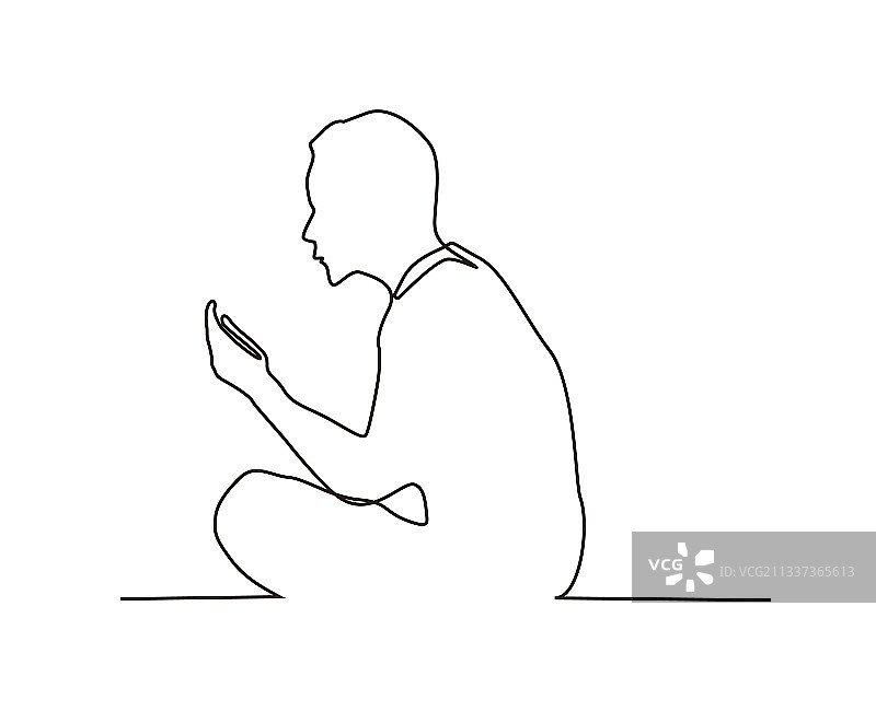 穆斯林男子祈祷连续线条画图片素材