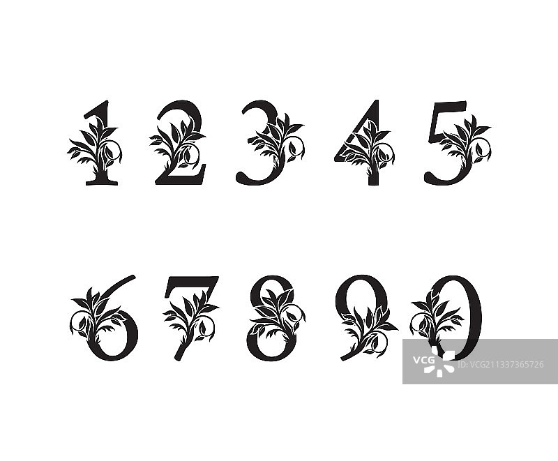 经典花卉数字1-9图片素材