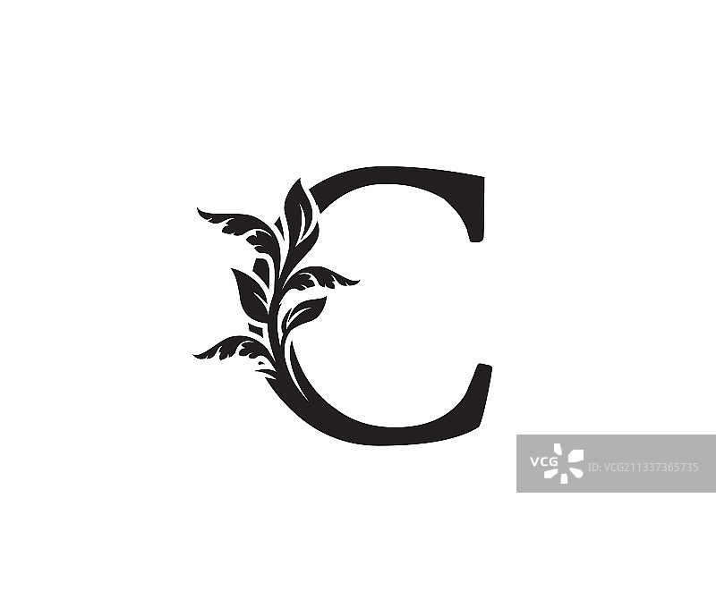 经典字母C纹章复古标志图片素材