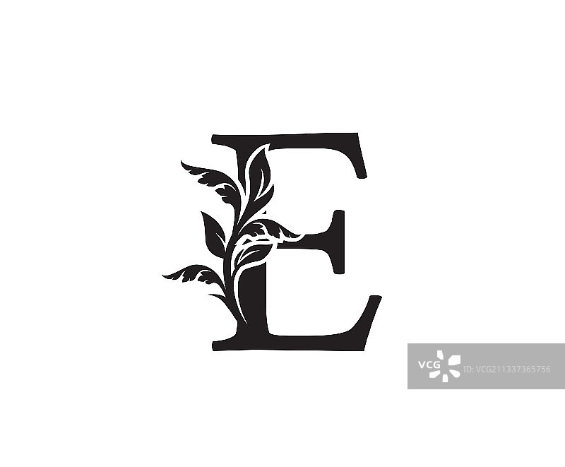 E字母复古纹章logo图片素材