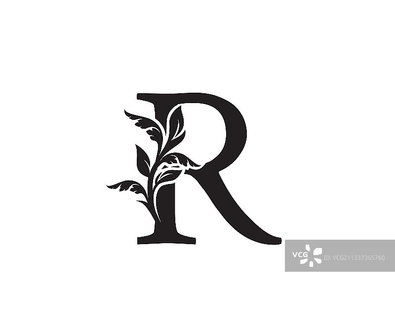 R字母复古纹章标志图片素材