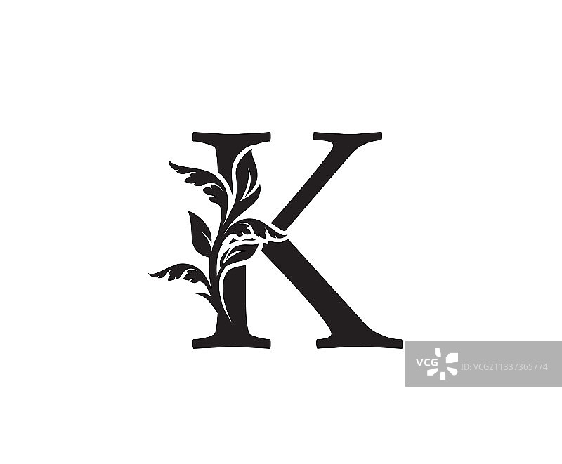 经典K字母复古风格纹章标志图片素材