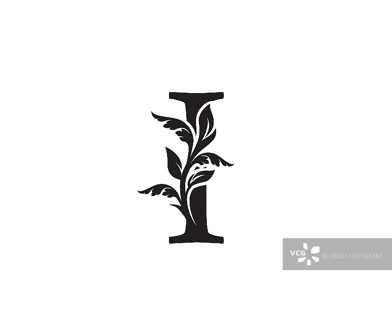 经典字母I纹章复古logo图片素材