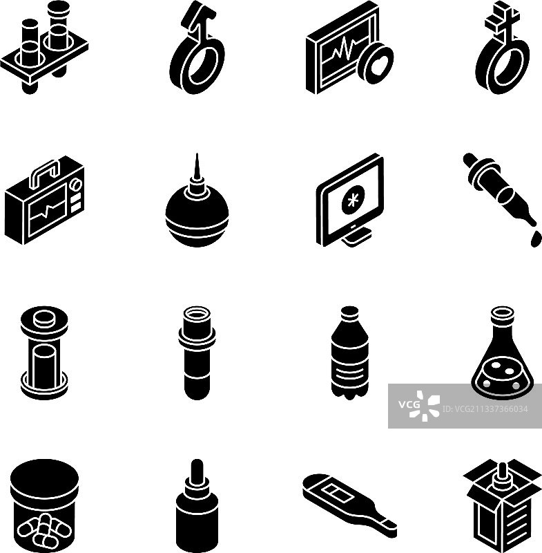 医院用品轮廓2.5D图标包图片素材