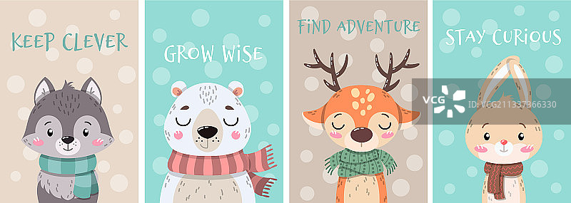 可爱卡通北极动物套装图片素材