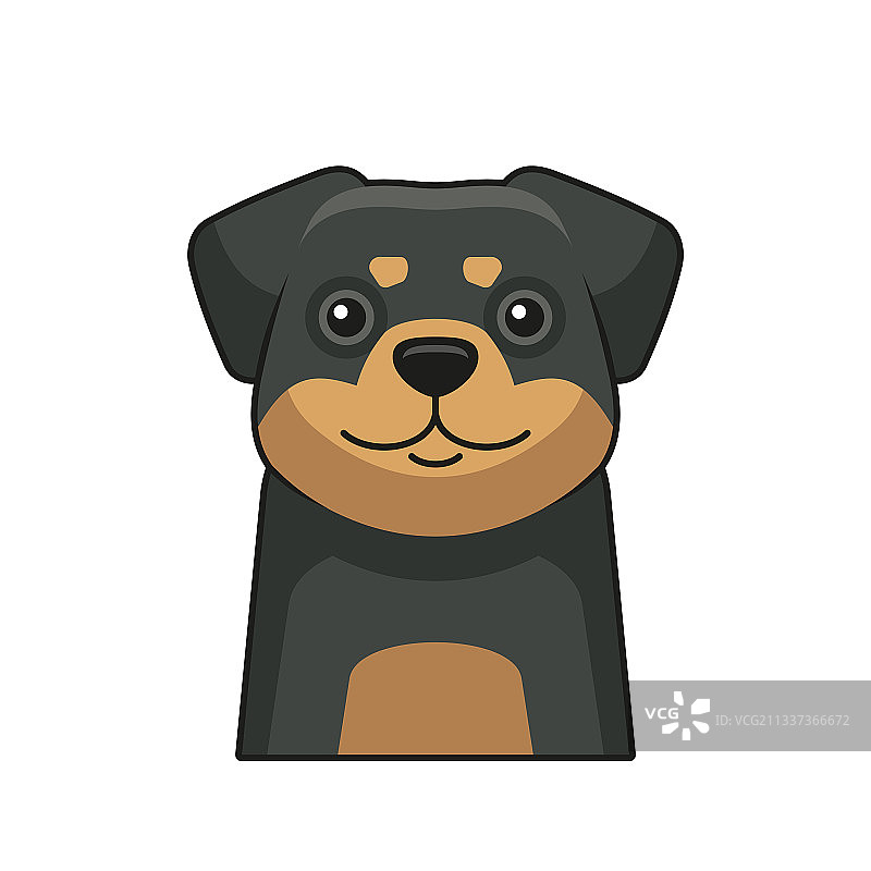 白色背景上的可爱小狗脸部卡通图标图片素材