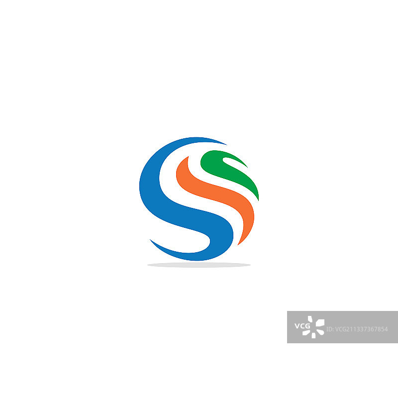 圆形曲线波浪抽象彩色标志图片素材