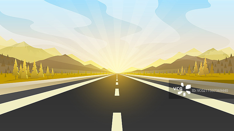 无限延伸的公路旅行景观图片素材
