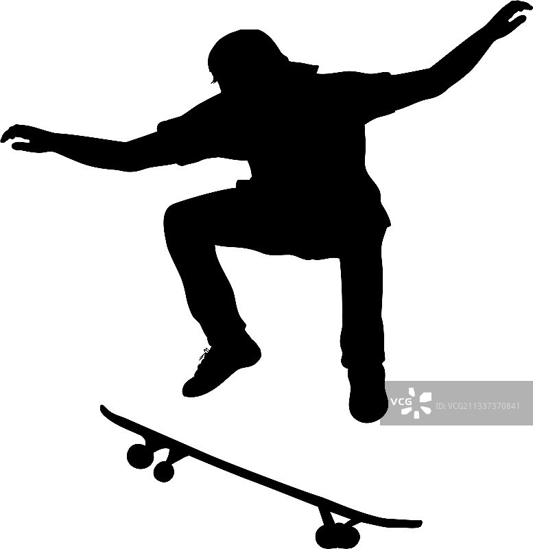 跳跃的滑板少年剪影图片素材