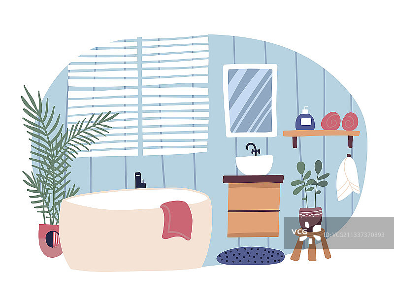 带浴缸的浴室室内图片素材