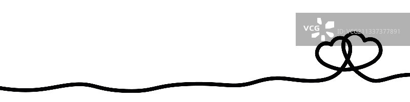 手绘单细线心形图片素材