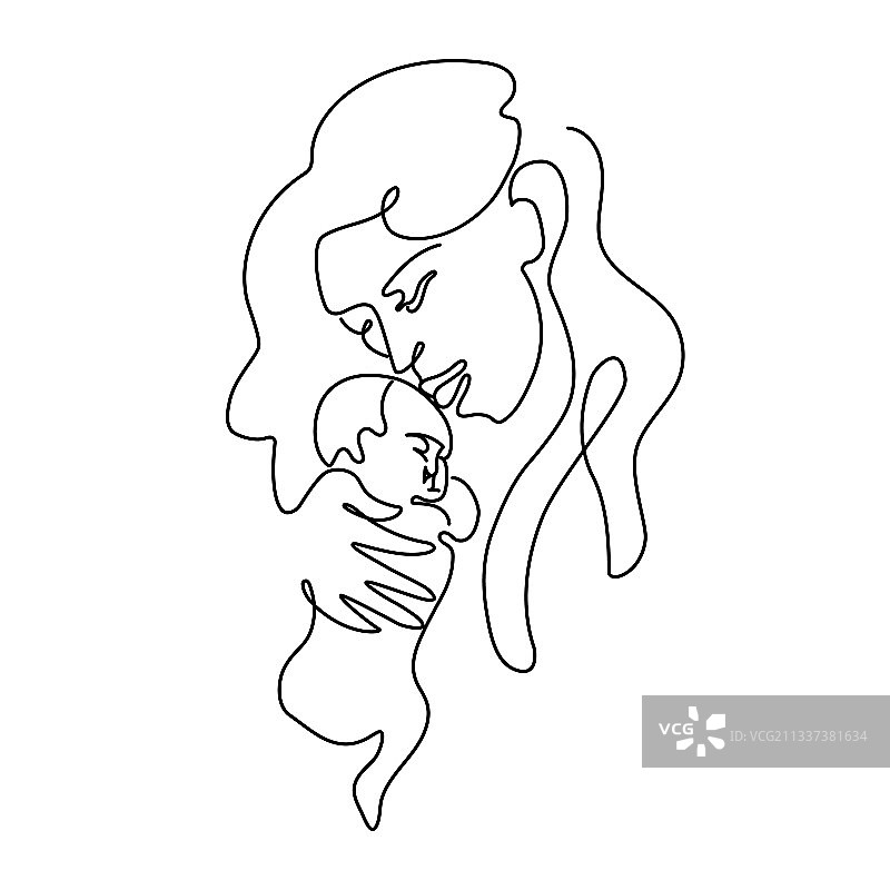 母亲拥抱婴儿的抽象画像图片素材