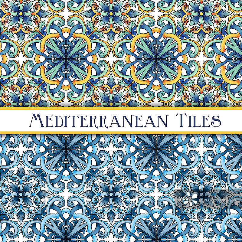 绘制精美的地中海传统瓷砖图片素材