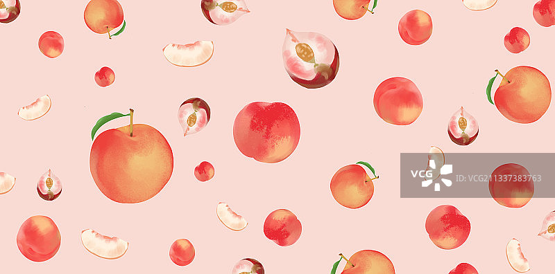 可爱小清新水果水蜜桃贴纸壁纸包装插画素材元素图片素材