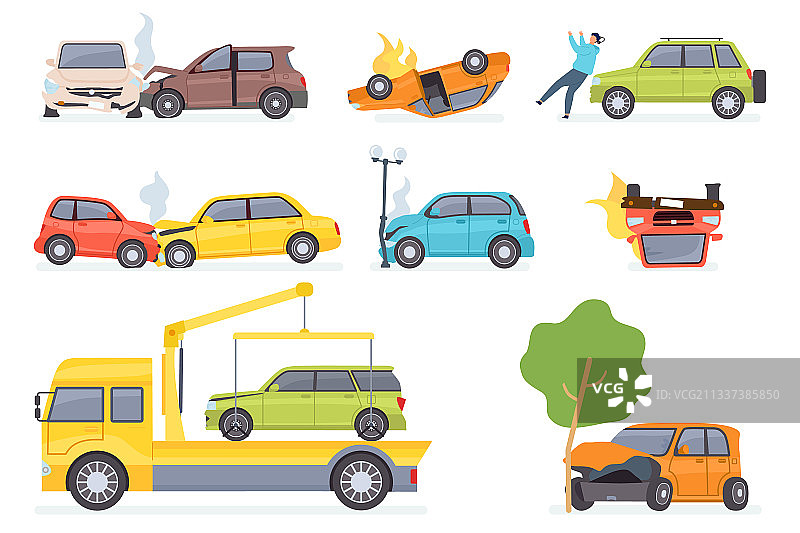 交通事故车辆保险拖运图片素材