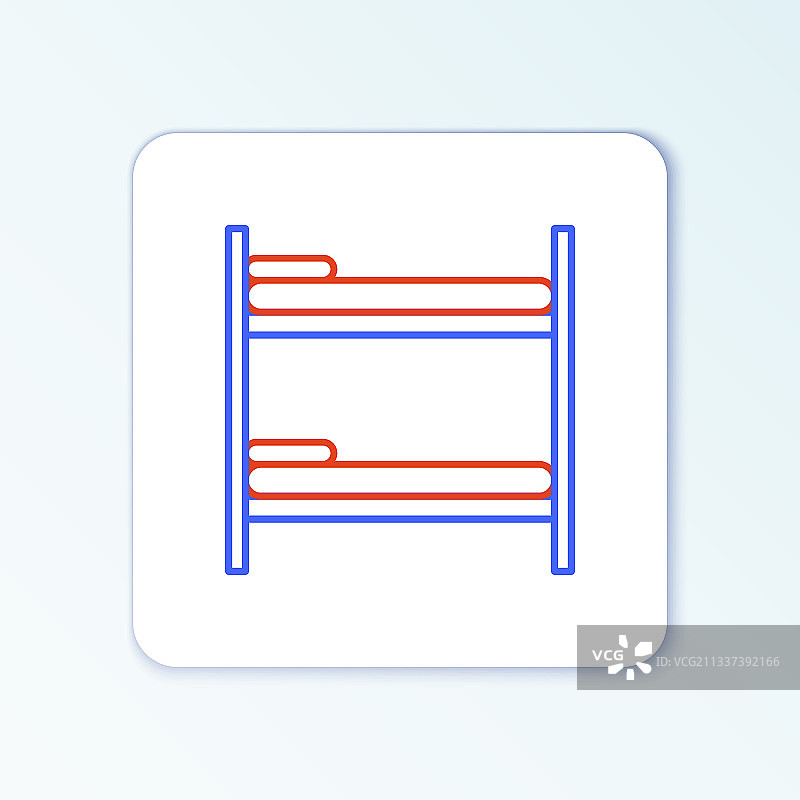 白色背景上的双层床线条图标图片素材