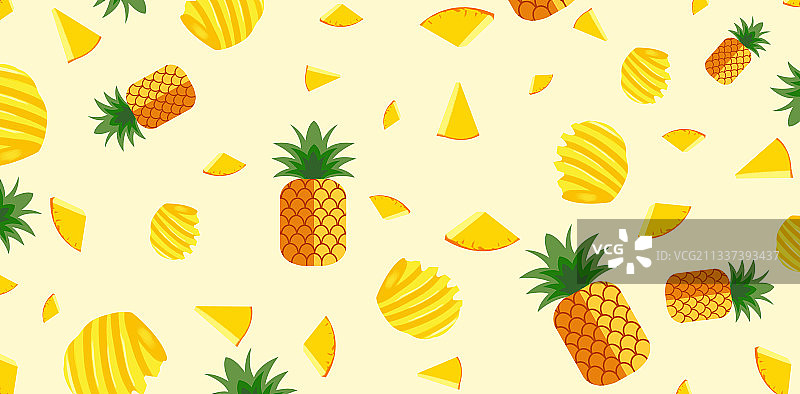 可爱小清新热带水果菠萝凤梨元素素材包装插画服装纹理纹路图片素材