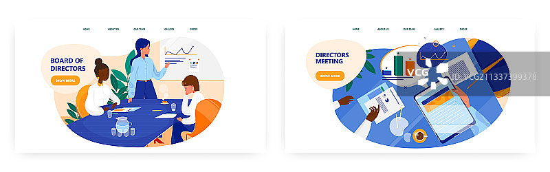 董事会会议引导页设计图片素材