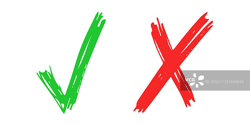 手绘对勾和叉号元素图片素材