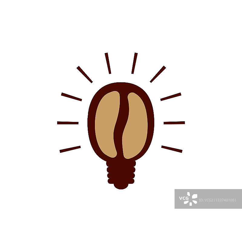简约扁平的咖啡豆灯泡图标图片素材
