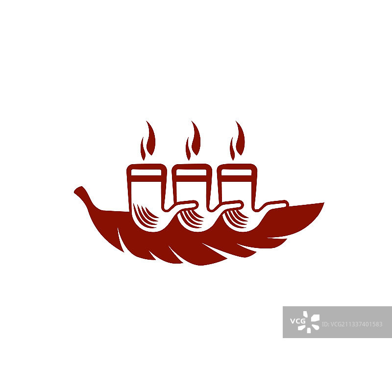 简约扁平风格的烟叶和轮船图标图片素材