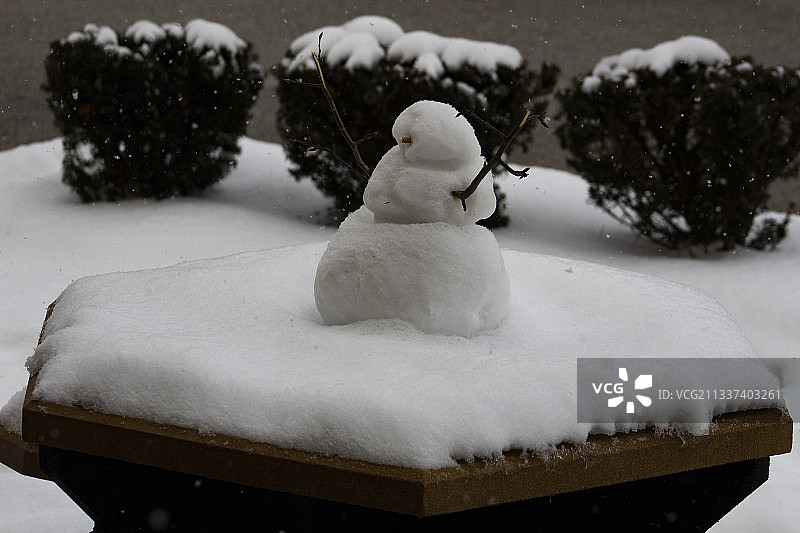 美国雪地上的雪人特写图片素材