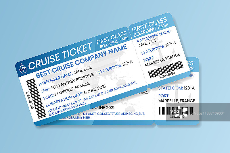 邮轮登机牌设计模板图片素材