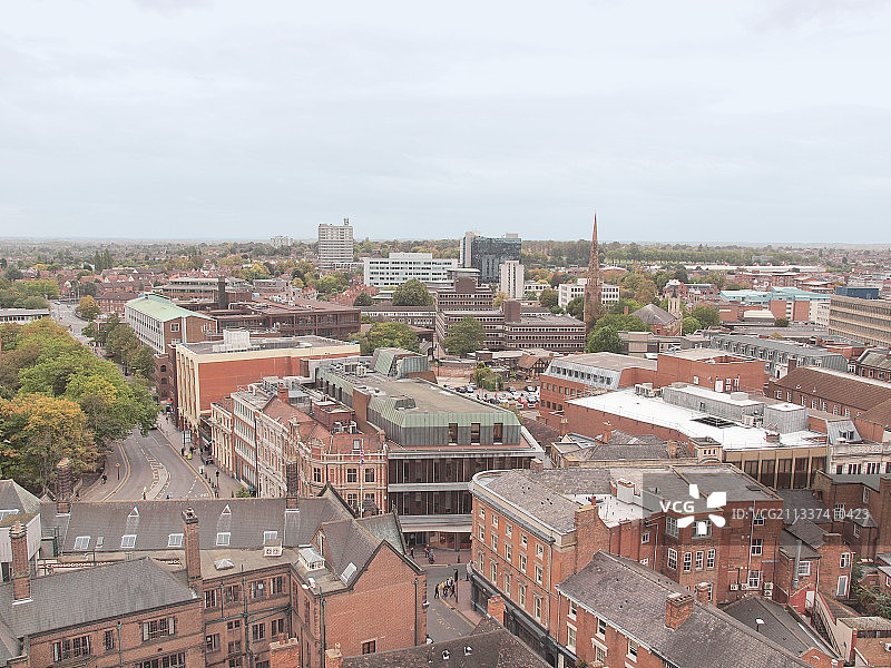 高角度的城镇景观对天空图片素材