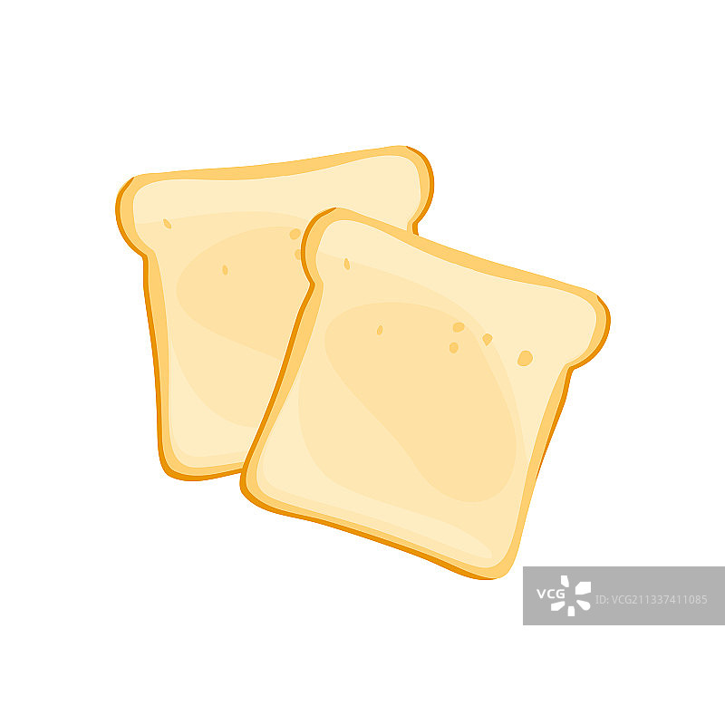 两片吐司面包切片扁平设计顶部图标图片素材