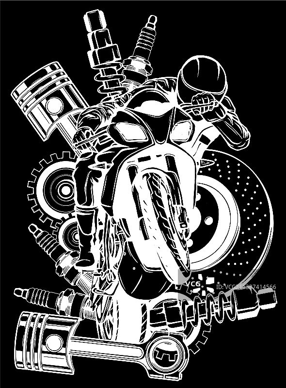 带备件的摩托车图片素材