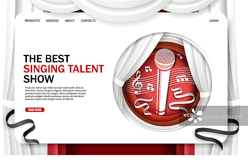 歌唱才艺表演着陆页网站设计图片素材