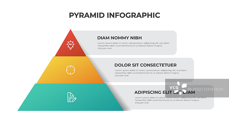 含3个选项的金字塔信息图模板图片素材