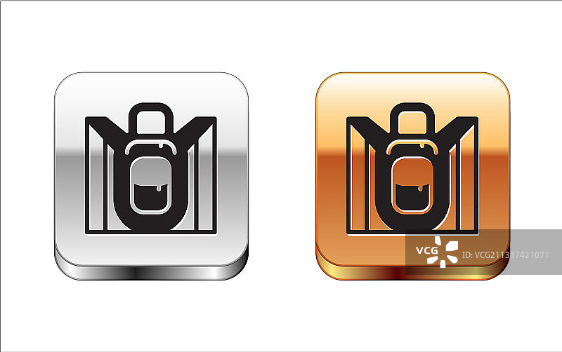 白色背景上的黑色徒步背包图标图片素材