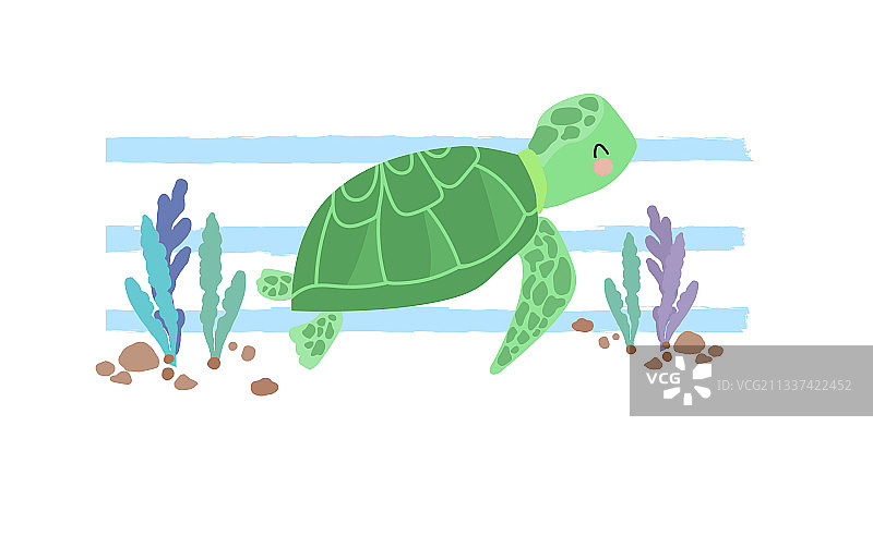 夏季海洋卡通海龟儿童插画图片素材