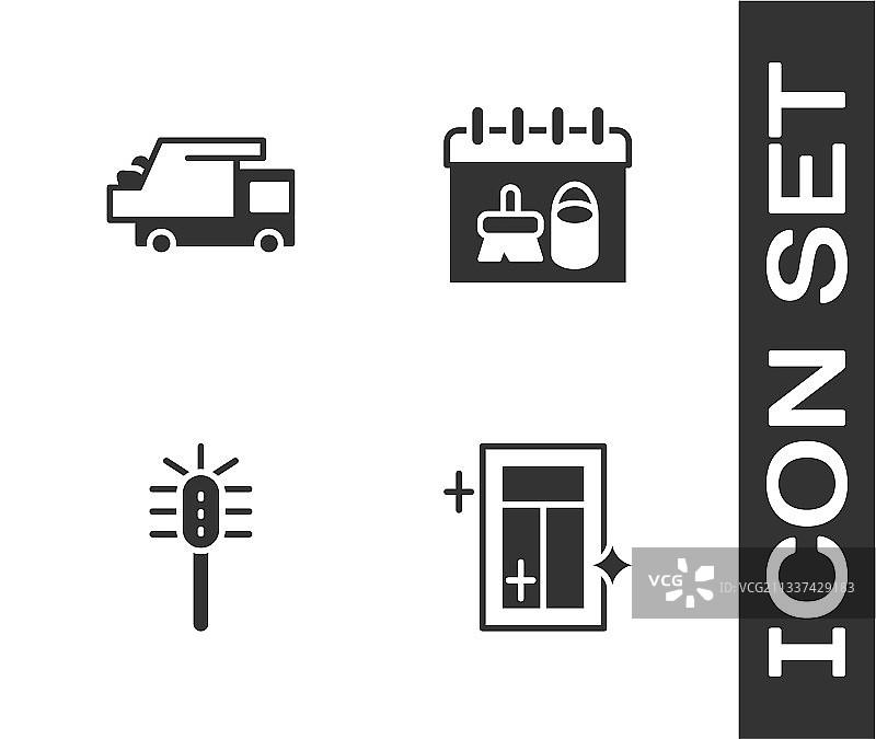 清洁服务：窗户、垃圾车图片素材