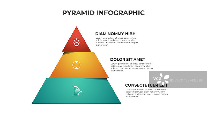 带有3个选项的彩色金字塔信息图模板图片素材