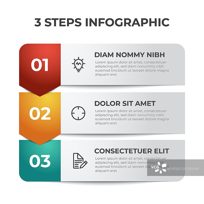 带数字的3步列表图布局图片素材