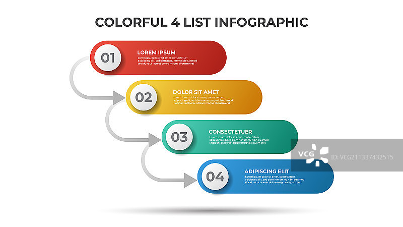 带箭头的4点列表或步骤图图片素材