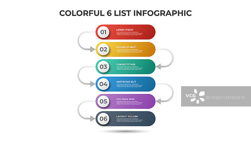 彩色布局与六点步骤或列表图片素材