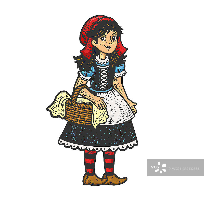 小红帽素描图片素材