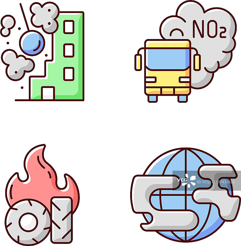 空气污染RGB颜色图标集图片素材