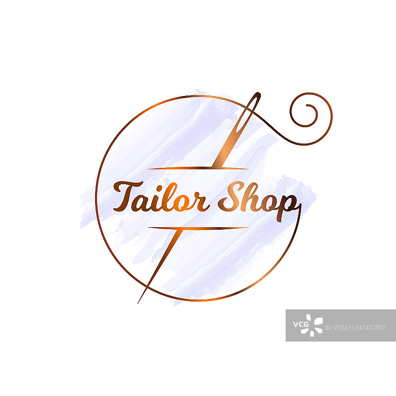 白色背景上的缝纫针水彩logo图片素材